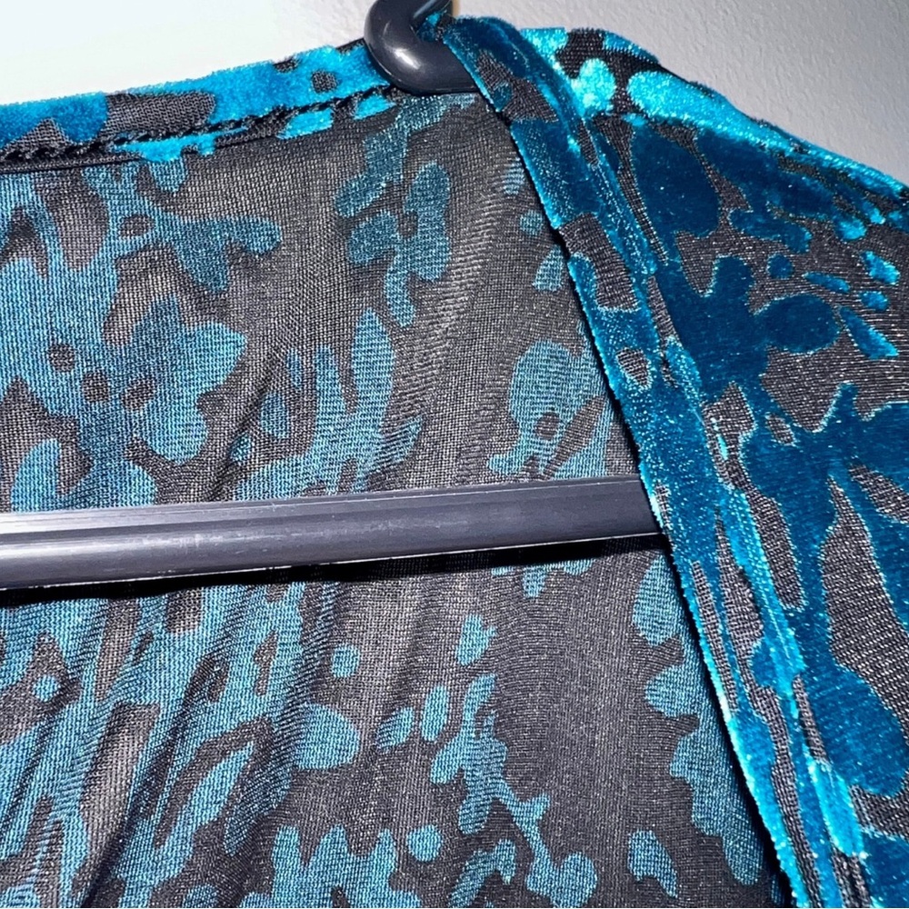 GUC Black Milk Burned Velvet Teal Floral Kimono Dress Large - Picture 13 of 16
